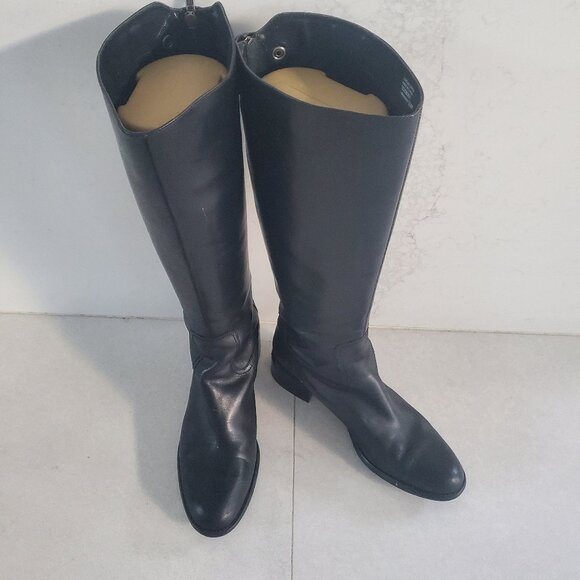 New Franco Sarto Black Leather Tall Riding Boot with Back Zipper size 9.5 - Picture 1 of 14